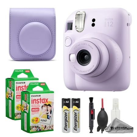 Fujifilm Instax Mini 12 Camera (Lilac Purple) + Case + Instax Mini Instant Film (40 Sheets) + Cleaning Kit