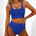 thumbnail image 6 of UTSJKR Women's Ribbed High Waisted Bikini Set, Square Neck 2 Piece Swimsuit for Summer Trendy and Textured Beach Wear Blue XL, 6 of 9