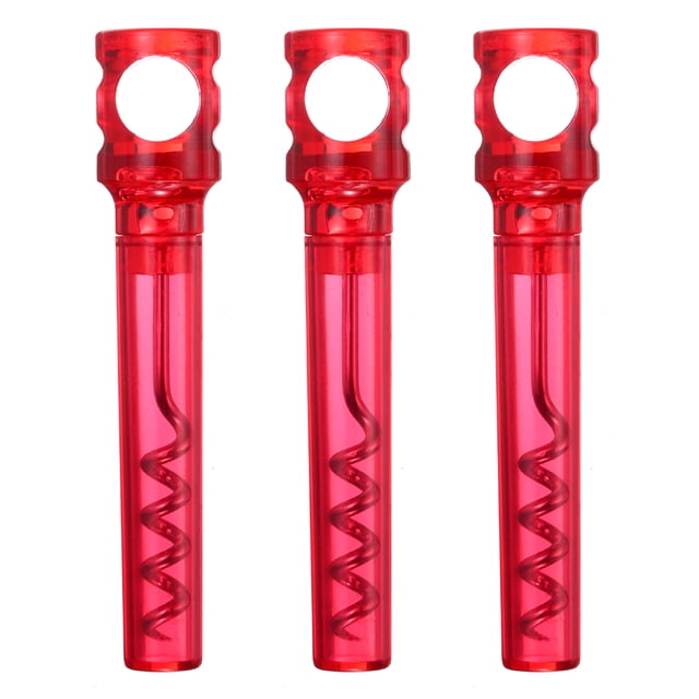 3uds Sacacorchos Portátil de Vino Unique Bargains Mini Abridor de Plástico Claro Rojo