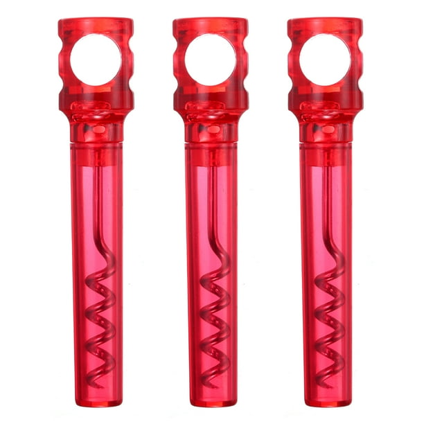 3uds Sacacorchos Portátil de Vino Unique Bargains Mini Abridor de Plástico Claro Rojo