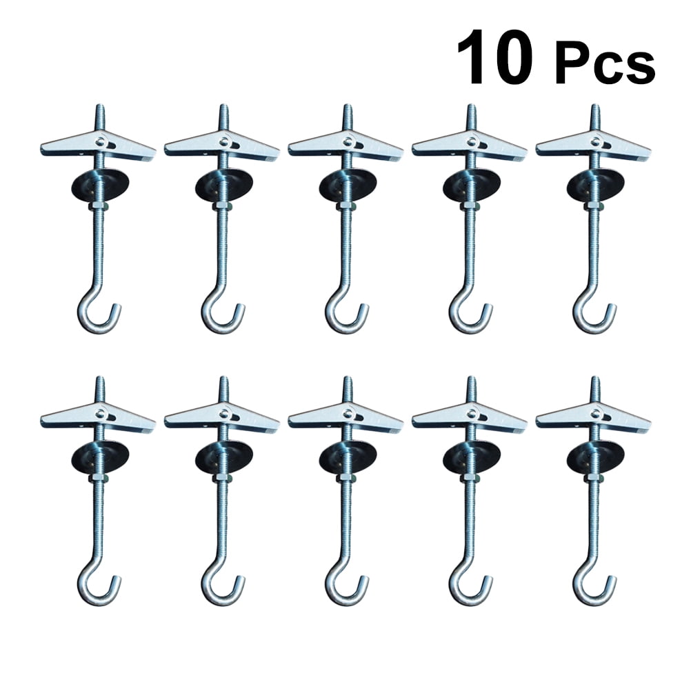 DOITOOL 10 Pcs M5 10KG Carbon Steel Plasterboard Ceiling Wall Spring Toggle Hook Bolts Hanger Wall Fixing Anchors Hook Storage Hooks 