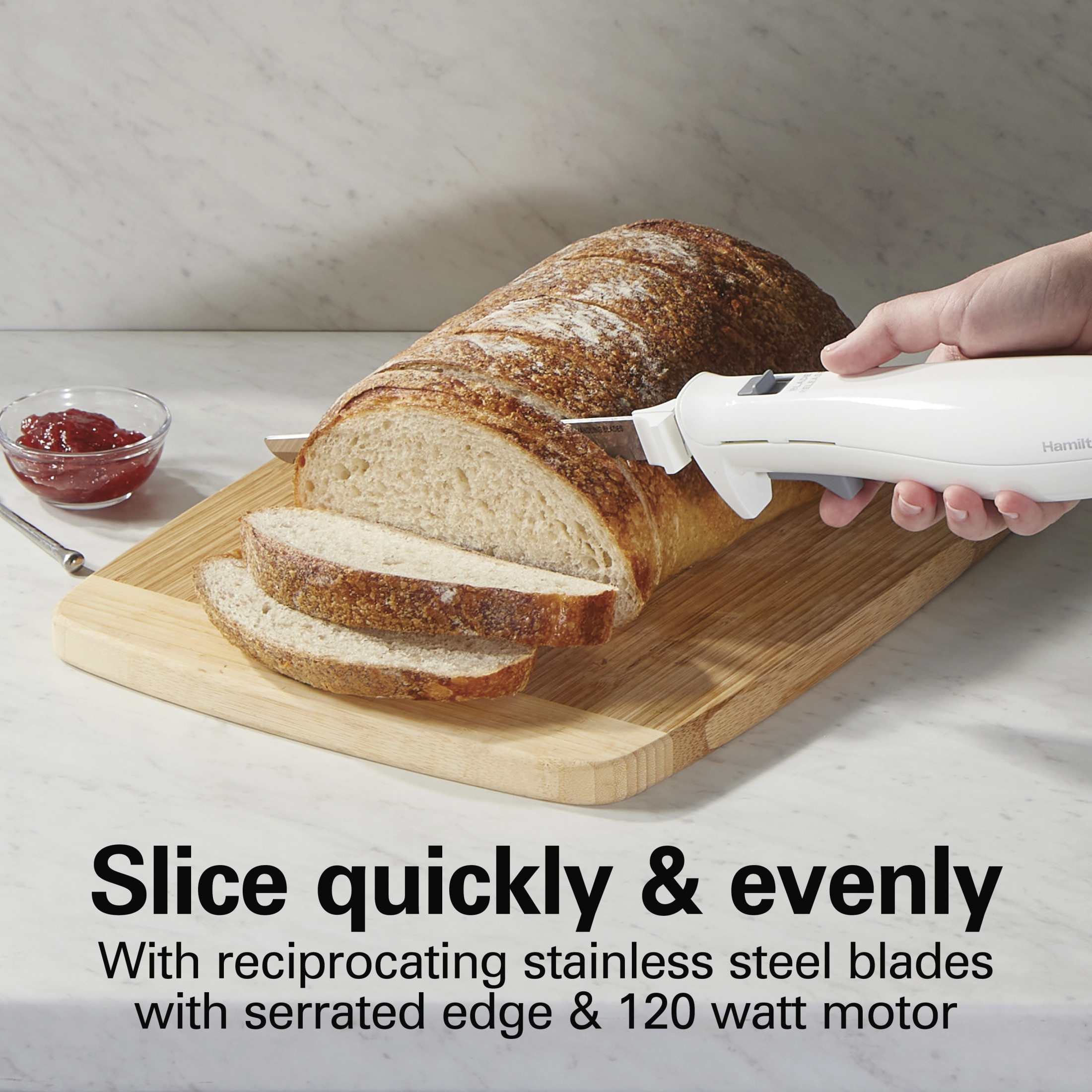 Hamilton Beach Electric Knife Set, Electric Carving Knife & Fork, for Kitchen, with Storage Case, White