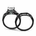 thumbnail image 3 of Luxe Jewelry Designs 2-Piece IP Black Stainless Steel Women's Wedding Ring Set with CZ - Size 6, 3 of 4