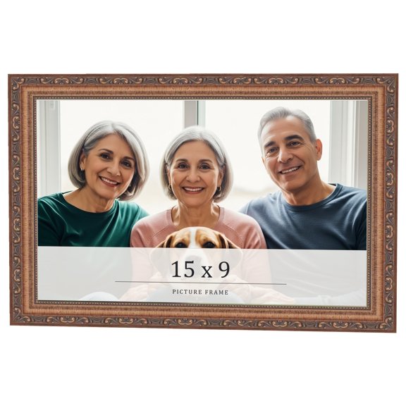 15x9 Frame Gold Solid Wood Picture Frame Width 1.25 Inches | Interior Frame Depth 0.375 Inches |