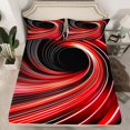 thumbnail image 2 of Manfei Geometric Lines 4-Piece Full Size Sheets for Children Teens,Spiral Swirl Stripes Bed Sheets,Black Red Lightweight Sheet Sets,Breathable Home Decor, 2 of 7
