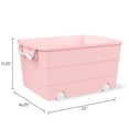 thumbnail image 7 of Mainstays Kids Large Pink Plastic Stackable Rolling Toy Storage Basket with Handles, 7 of 7