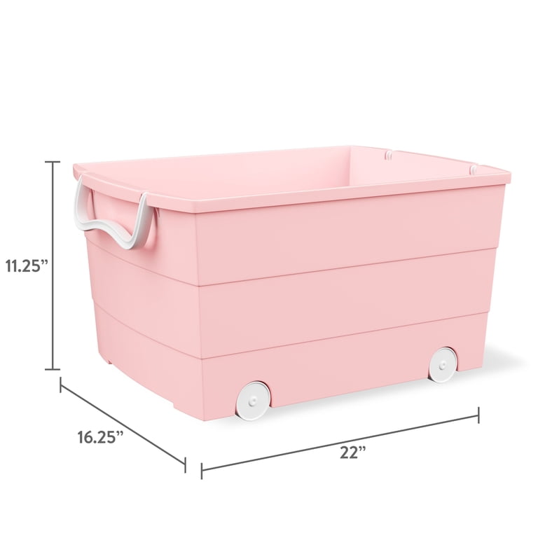 Mainstays Kids Large Pink Plastic Stackable Rolling Toy Storage