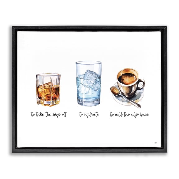 Stupell Industries Eclectic Funny Whiskey & Coffee Black Floating Frame Canvas Art, 21 x 17, by Lux Me Designs
