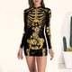 thumbnail image 2 of Vestido de uniformes de enfermera con cuello redondo ajustado ropa de fiesta Vintage de manga larga para mujer, 2 of 9