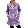 thumbnail image 4 of aohooy Cinch Waist Hoodie for Women Drawstring Full Zip Up Sweatshirts Jacket Fall Lightweight Long Sleeve Hooded Workout Jackets Purple,M, 4 of 8