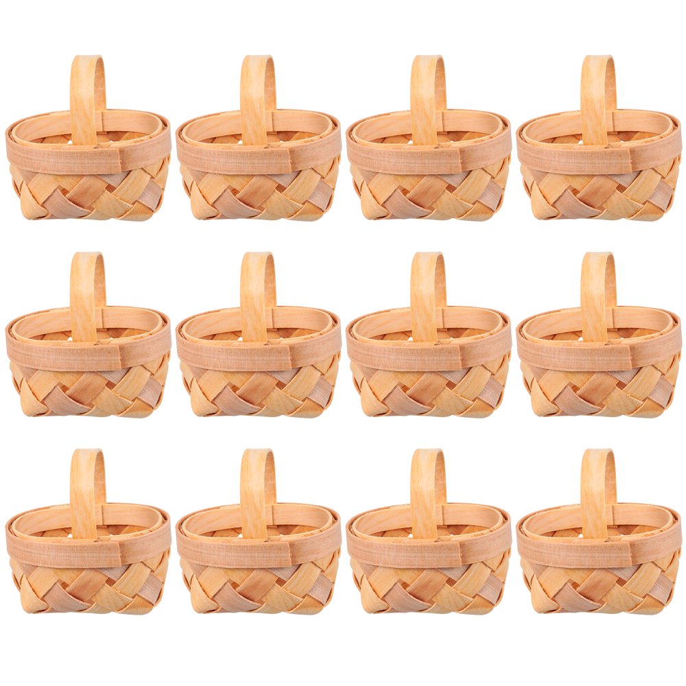 FRCOLOR 12pcs Manual Woven Mini Baskets Wood Chip Baskets Decorations