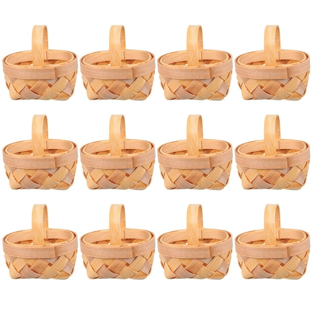 FRCOLOR 12pcs Manual Woven Mini Baskets Wood Chip Baskets Decorations
