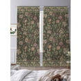 thumbnail image 3 of Sage Green Floral Sheer Curtains 84 Inch Length 2 Panels Set Window Treatments, Ethnic Tribe Abstract Art Flowers Rod Pocket Semi Curtains for Living Room/Bedroom/Kitchen Décor, 104"W x 84"L, 3 of 7