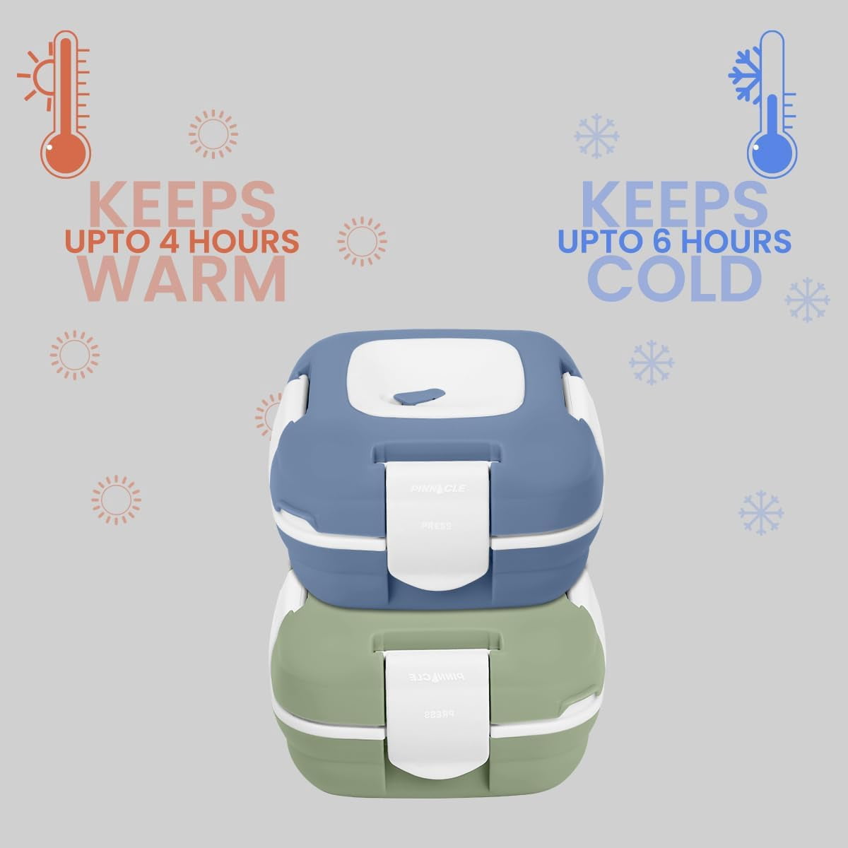 Pinnacle Insulated Leak-Proof Lunch Box Set of 2, 16oz, Heat Release Valve, Nave/Olive