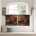 thumbnail image 2 of Cowboy Western Tier Curtains 24 Inch Length, Cowboy Hats Boots Retro Rose Brown Wooden Cafe Short Curtains for Bathroom Over Sink, Small Kitchen Curtain Light Filtering Drapes 2 Panels 27.5"Wx24"L, 2 of 8