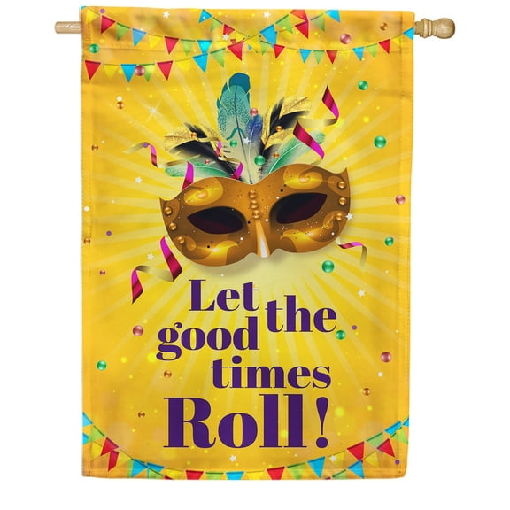 America Forever Flags Let The Good Times Roll, Mardi Gras House Flag, Masquerade Masks Fleur De Lis Carnival 28 x 40 Inch Double Sided Seasonal Yard Outdoor Holiday Decorative Flag