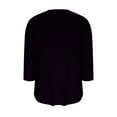 thumbnail image 5 of Tops for Women Trendy Solid Color 3/4 Length Sleeve V-Neck Pleat Flowy Shirts Loose Comfy Casual T-Shirts Tunics Black Medium, 5 of 5