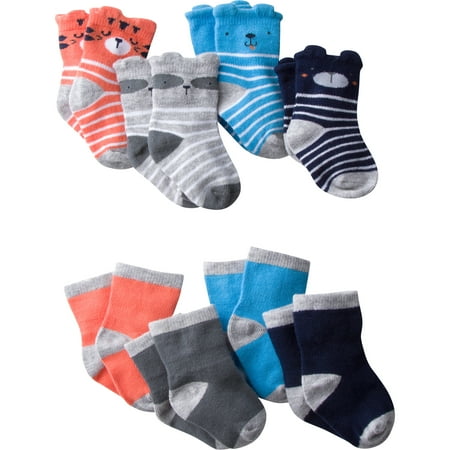 Baby Bootie Infant Socks - Gerber Wiggle-Proof Jersey Ankle Bootie Socks, 8pk (Baby Boys)