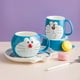thumbnail image 2 of Taza de Doraemon con tapa original, taza de cerámica azul con diseño de gato, regalo de cumpleaños y vacaciones para niños y niñas, 2 of 5