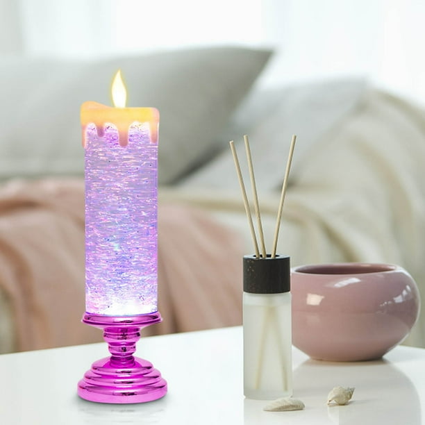 Vela Led Navideña, Llama de Cristal Colorido, Sin Cera, Fácil de Usar, Luz Cálida para Decoración Del Hogar, Perfecta para Fiestas Navideñas, Funciona con Pilas, Tamaño 26 X 8 Cm
