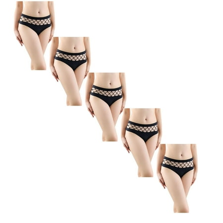 

Womens Underwear Brief Lace Low Waist Knickers Thongs Panties5PC