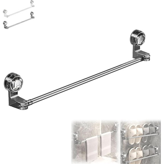 Light Luxury No-Punch - Retractable Suction Cup Towel Bar, Punch-Free Towel Hanging Rod, Adjustable Suction Cup Towels Bars, Suctions Cups Towels Racks for Bathroom Shower (A,50-100CM)