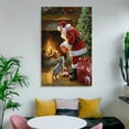 thumbnail image 5 of Framed Christmas Canvas Wall Art, Santa And Dog by The Fireplace Artwork,Christmas Holiday Decor for Home Office Room,Ready To Hang Poster, 5 of 5