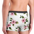 and delicate pink flower pattern with green leaves Men's Novelty Briefs