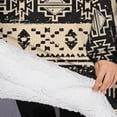 thumbnail image 3 of Oversized Wearable Blanket Hoodie,Brown Geometric Triangle Square Pattern Sherpa Blanket Hoodie with Super Pockets,Super Warm Fuzzy Pullover for Women & Men, 3 of 6