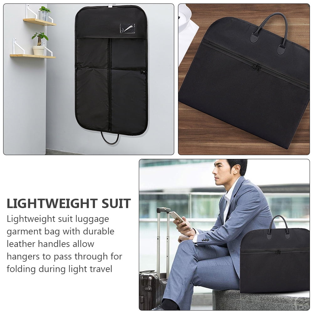 FENGGUIQU 1Pc Black Suit Garment Bag with Double Handles for Business and Travel Use