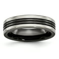 thumbnail image 1 of Titanium Black Ti with Grey Edges 6mm Grooved and Polished Band Size 10, 1 of 3