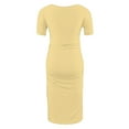 thumbnail image 4 of yoeyez Robe de Maternité pour Séance Photo Dames à Manches Courtes Col Rond Robe d'Été Unie Allaitement Robe d'Allaitement de Maternité Froncée Midi Ajustée Robes pour Femmes 2025 Jaune,m, 4 of 7
