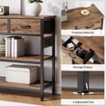 thumbnail image 6 of Aufeile 43" Narrow Console Table, Entryway Table with 3 Drawers and Outlets, Fabirc Sofa Table with Open Shelves for Couch, Hallway, Foyer, Living Room, Brown, 6 of 7