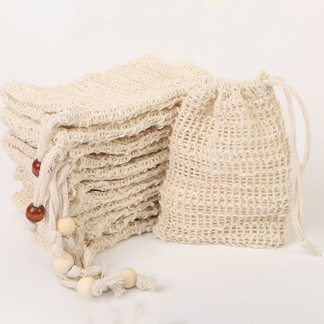 Naierhg 5Pcs Soap Saver Bag with Drawstring Lightweight Portable Reusable Foaming Drying Mesh Soap Bag Exfoliating Pouch Coffee 5pcs