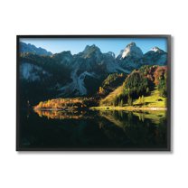 Stupell Autumn Foliage Mountain Lake Landscape Photography Black Framed Art Print Wall Art