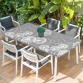 thumbnail image 2 of White Dandelion Table Cloths for 5 Foot Rectangle Tables, Spring Plants Flowers Vintage Gray Patio Waterproof Elastic Fitted Tablecloths, Washable Rectangular Table Cover for Camping, 2 of 8
