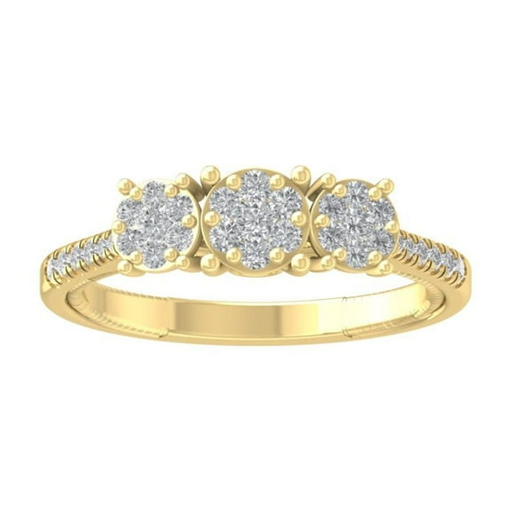 ARAIYA FINE JEWELRY 14K Yellow Gold Round Cluster Diamond Engagement Ring (1/2 cttw, I2-I3 Clarity, I-J Color) Size 5