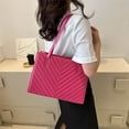 thumbnail image 2 of Bolso de hombro acolchado para mujer Bolso de mano de gran capacidad de cuero PU (Rojo rosa) Sywqhk Para Estrenar, 2 of 2