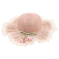 thumbnail image 1 of Sombrero de paja de verano para niña: gorra de playa de ala ancha transpirable con correa ajustable, sombrero de pescador para niñas para protegerse del sol., 1 of 7