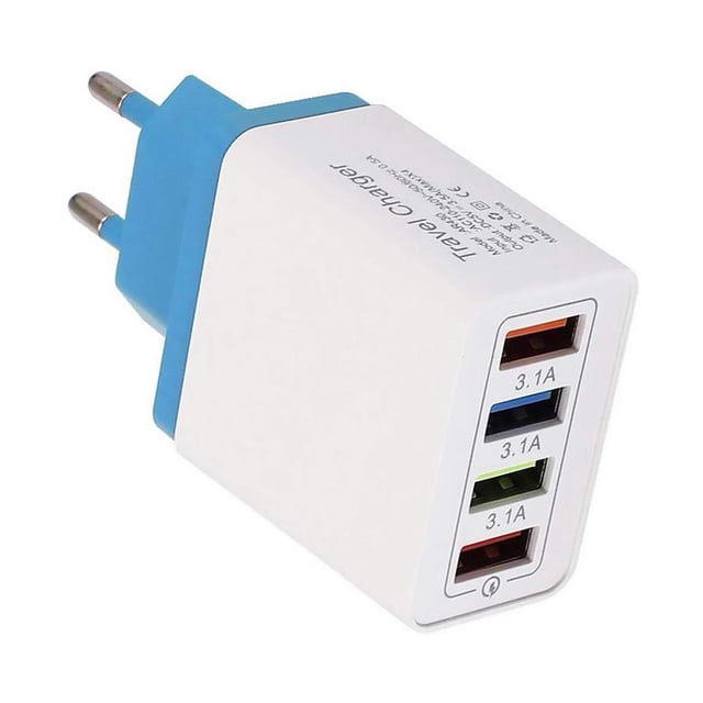 4 USB Color Travel Charger 3A Phone Fast Charging Charger EU Plug Adapter