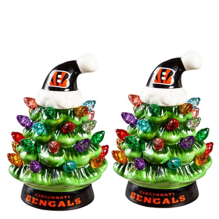 Cincinnati Bengals 2-Pack 4 Ceramic LED Christmas Tree Set