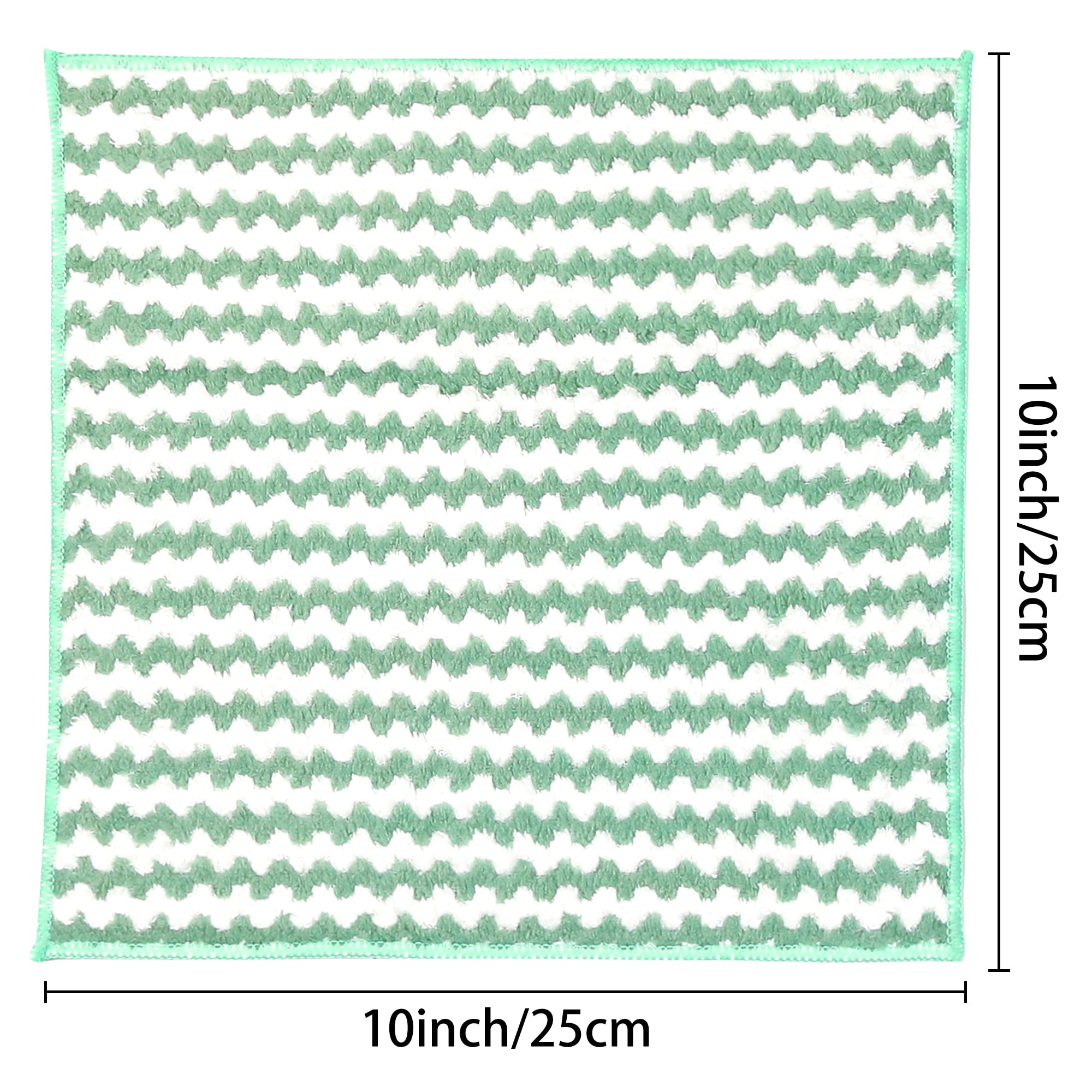 Unique Bargains 12 Pcs Microfiber Absorbent Rags Reusable Cleaning Towels Green 10"x10"
