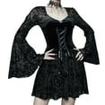 thumbnail image 3 of Wdgfv Costumes for Morticia Long Black Gothic Bat Sleeve Dress Halloween Cosplay Costumes for Women, 3 of 9