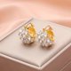 thumbnail image 4 of Trendy Statement Zircon Basket Pendant Earrings Geometric Circular Ear Buckles Wedding Jewelry for Women and Girls Green, 4 of 4