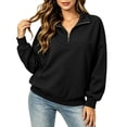 thumbnail image 5 of Achuyrbd Women's Fleece Half-Zip Pullover, Stand Collar Long Sleeve Sweatshirt, Minimalist Drop Shoulder Casual Winter Top, S-2XL, 5 of 6