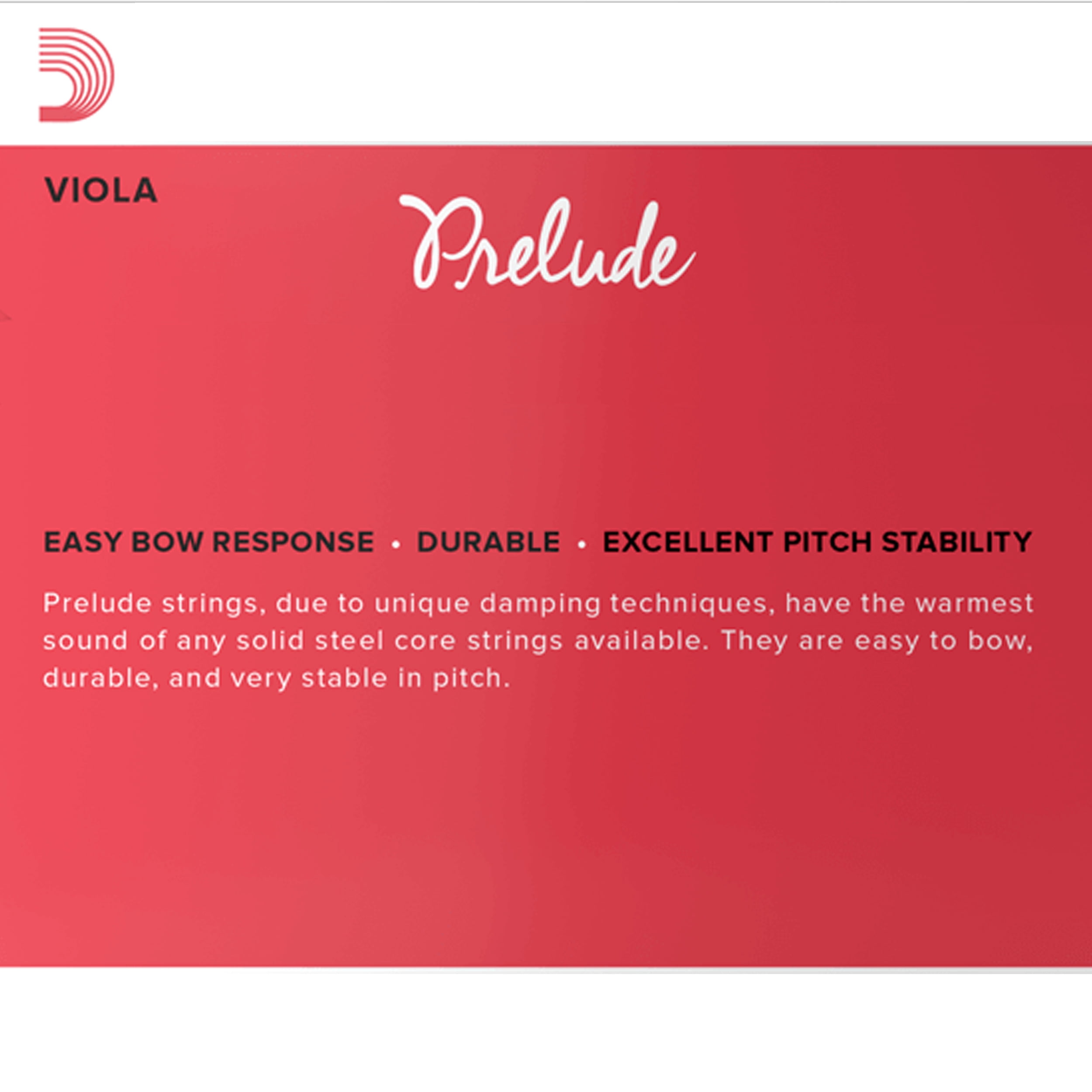 D'Addario Prelude Viola Single D String, Short Scale, Medium, Bulk 10-Pack