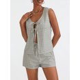 thumbnail image 3 of Michellecmm  Women Plaid Set, Sleeveless Tie-up Tank Top with Elastic Waist Shorts, 3 of 9