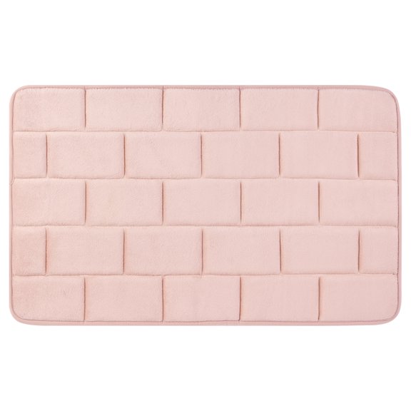 REGALWOVEN Alfombrilla de baño de espuma viscoelástica, alfombra de baño suave y absorbente, antideslizante, gruesa, de secado rápido, color rosa 16" x 24"