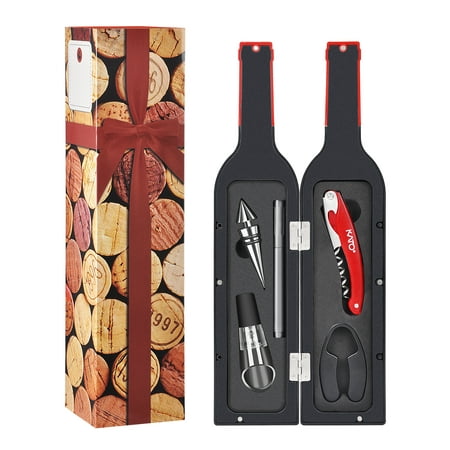 Deluxe Wine Opener Gift Set- Wine Bottle Accessory Kit, Corkscrew Opener, Wine Stopper, Aerator Pourer, Foil Cutter, Glass Paint Marker and Reusable Drink Stickers by Kato, Best Gift for Wine (The Best Wine Opener)