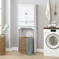 STAROUS Over The Toilet Storage Cabinet, Bathroom Above Toilet Storage Cabinet with Doors and Adjustable Shelves, White